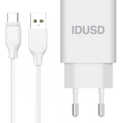 Cargador Móvil con 2 USB  2.4A + Cable Type C